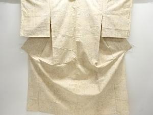 アンティーク　花更紗模様織り出し十日町紬単衣着物